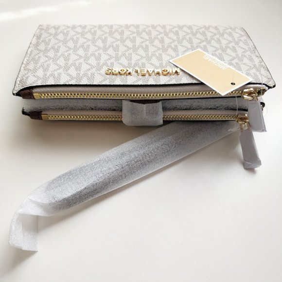 NWT Michael Kors Large Double Zip Wristlet in Vanilla - Picture 5 of 11